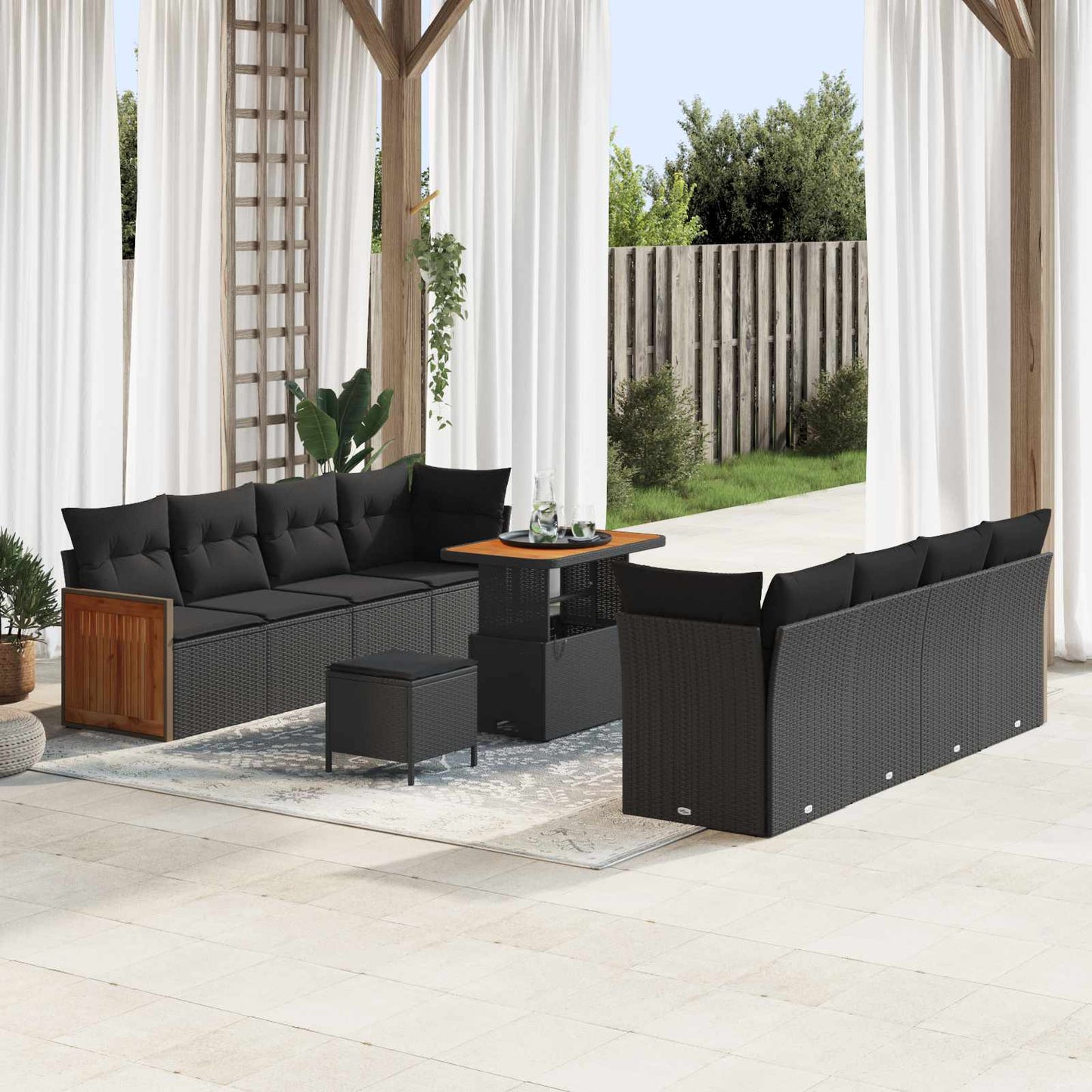 Gartensofa-set 11 stk. 11-Sitzanzahl Schwarz