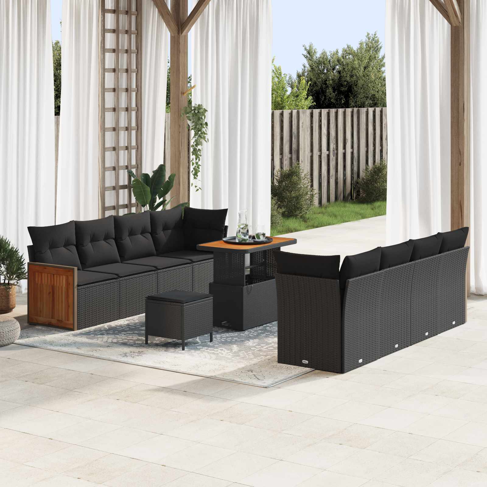 Gartensofa-set 11 stk. 11-Sitzanzahl Schwarz