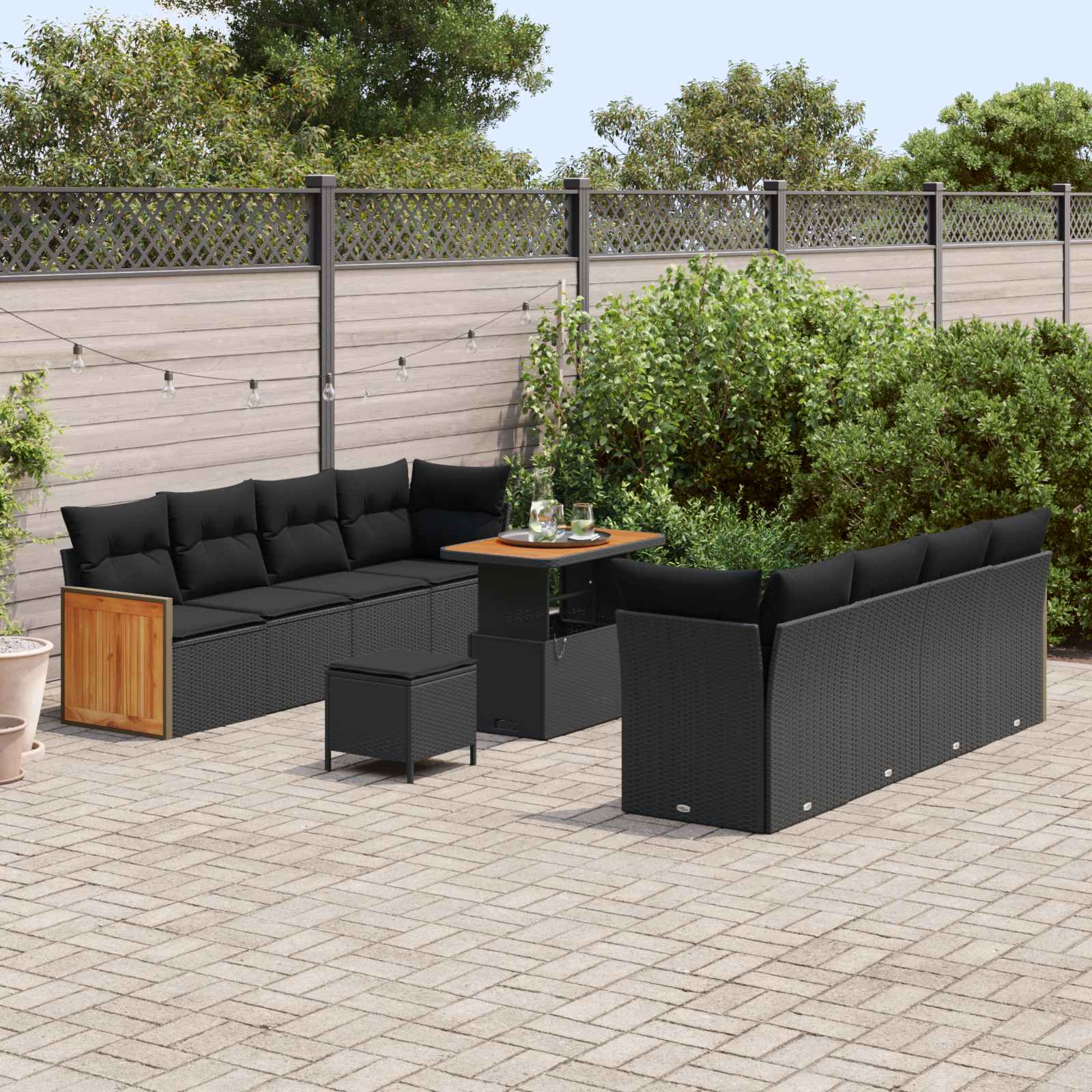 Gartensofa-set 11 stk. 11-Sitzanzahl Schwarz