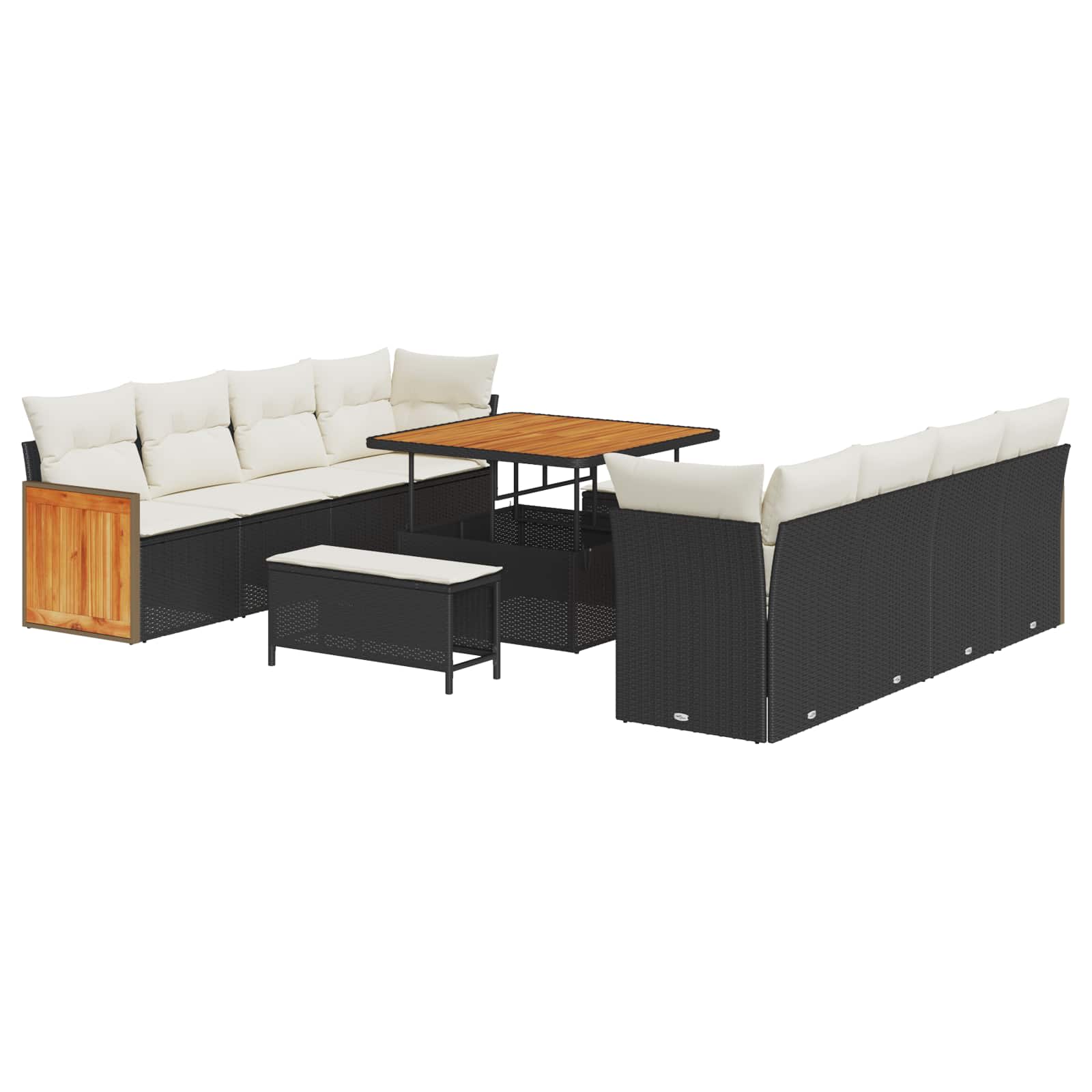 Gartensofa-set 11 stk. 11-Sitzanzahl Schwarz und Creme