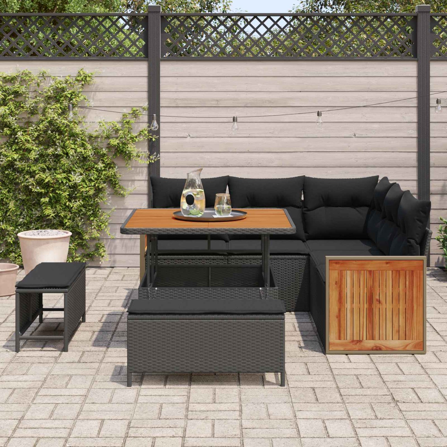 Gartensofa-set 8 stk. 8-Sitzanzahl Schwarz