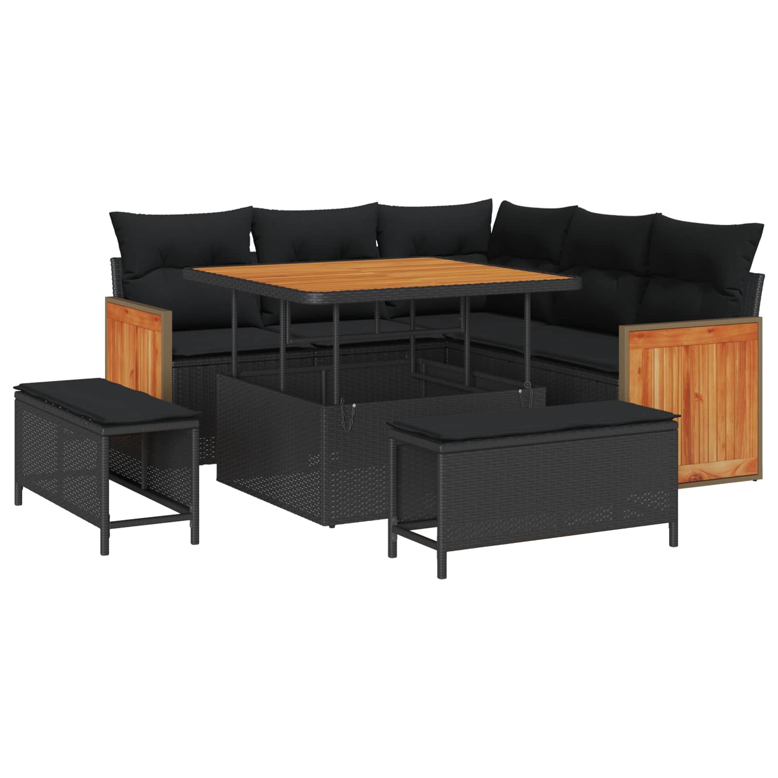 Gartensofa-set 8 stk. 8-Sitzanzahl Schwarz