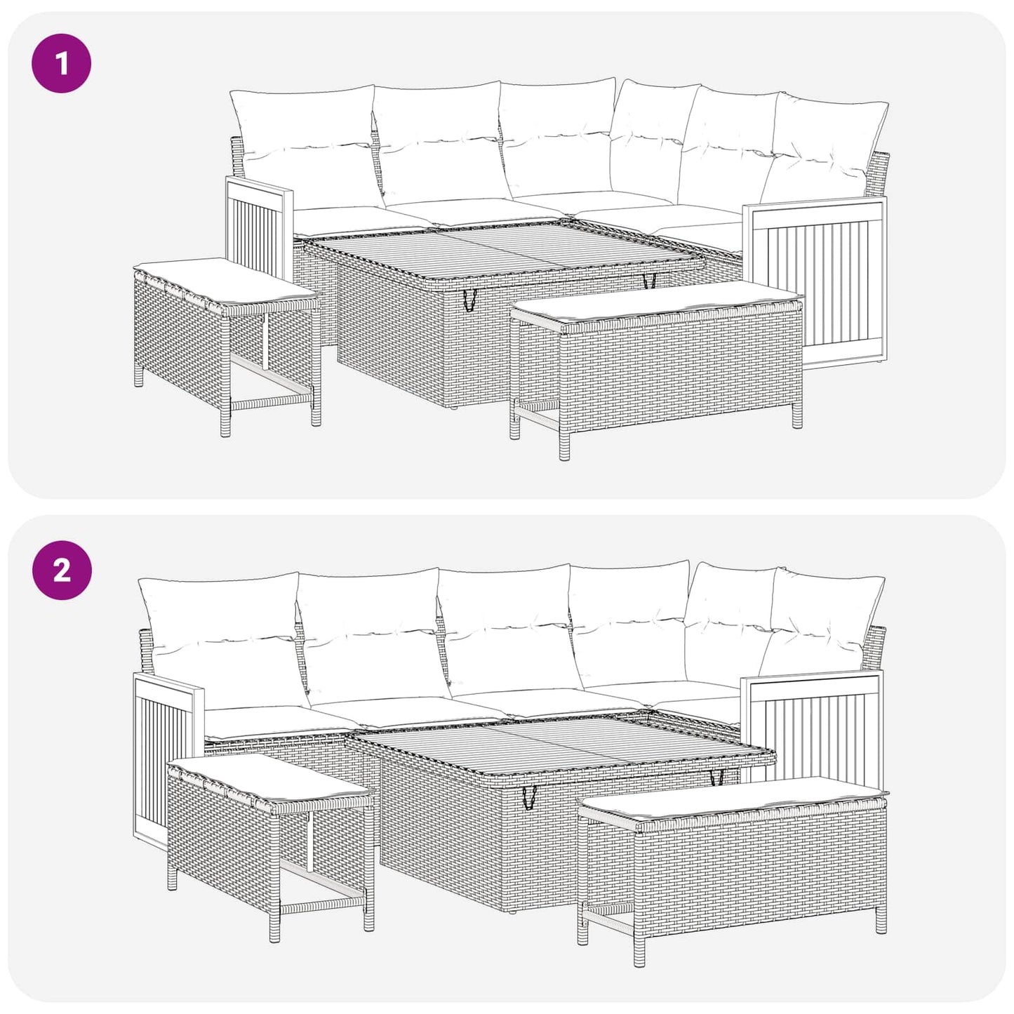 Gartensofa-set 8 stk. 8-Sitzanzahl Schwarz
