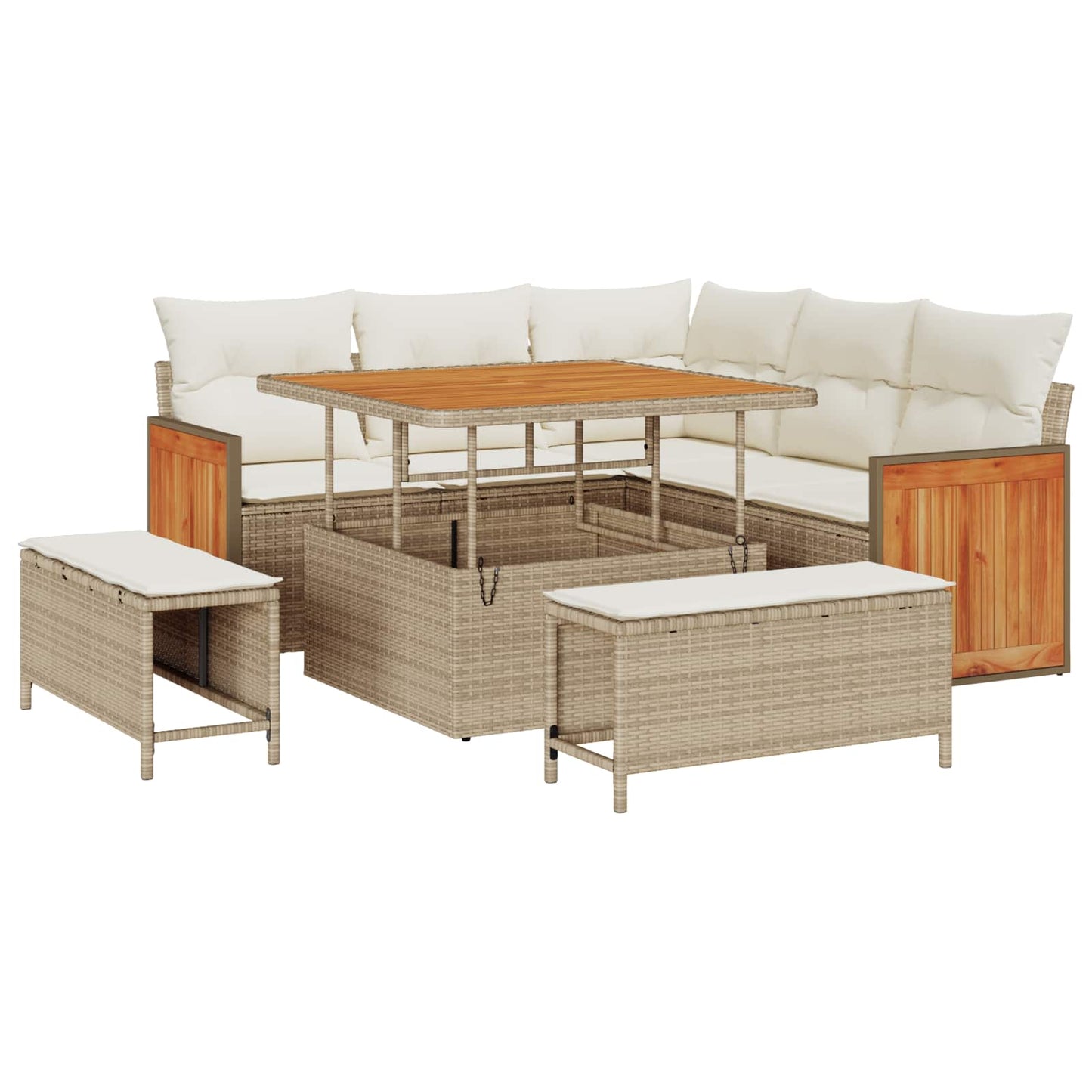 Gartensofa-set 8 stk. 8-Sitzanzahl Beige und Creme