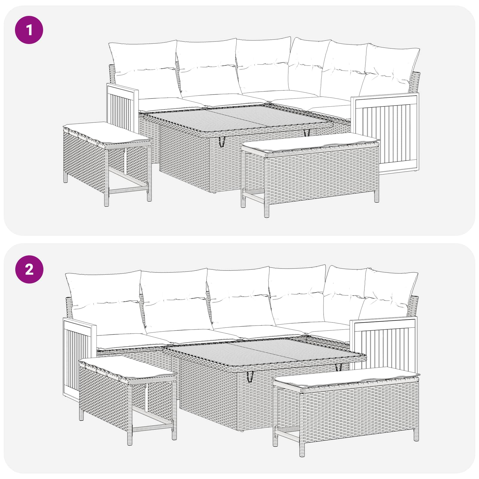 Gartensofa-set 8 stk. 8-Sitzanzahl Beige und Creme