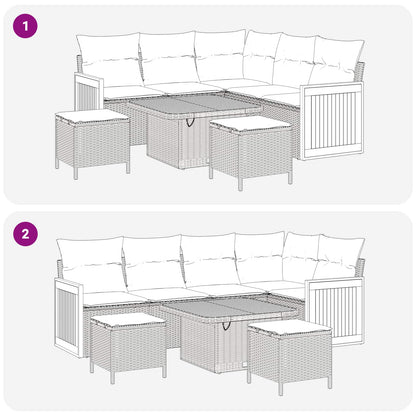 Gartensofa-set 8 stk. 8-Sitzanzahl Schwarz