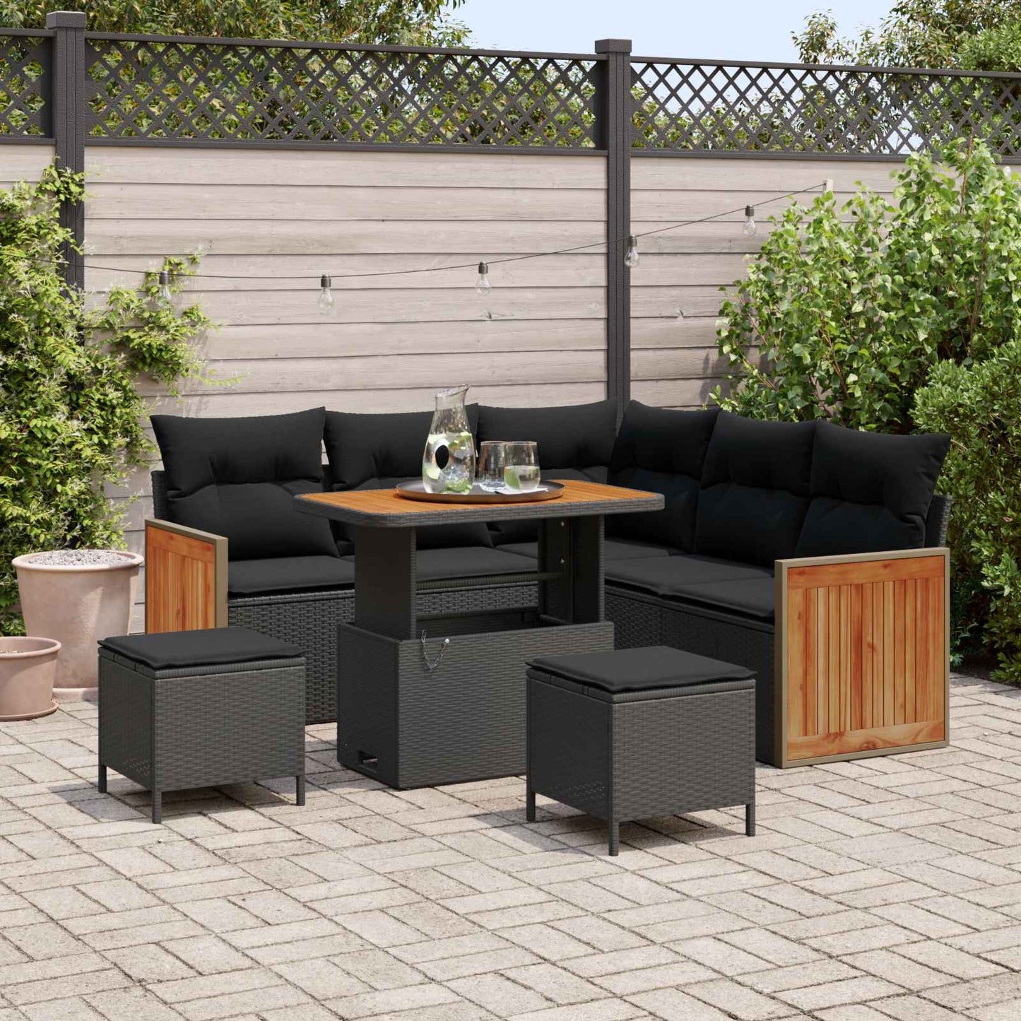 Gartensofa-set 8 stk. 8-Sitzanzahl Schwarz