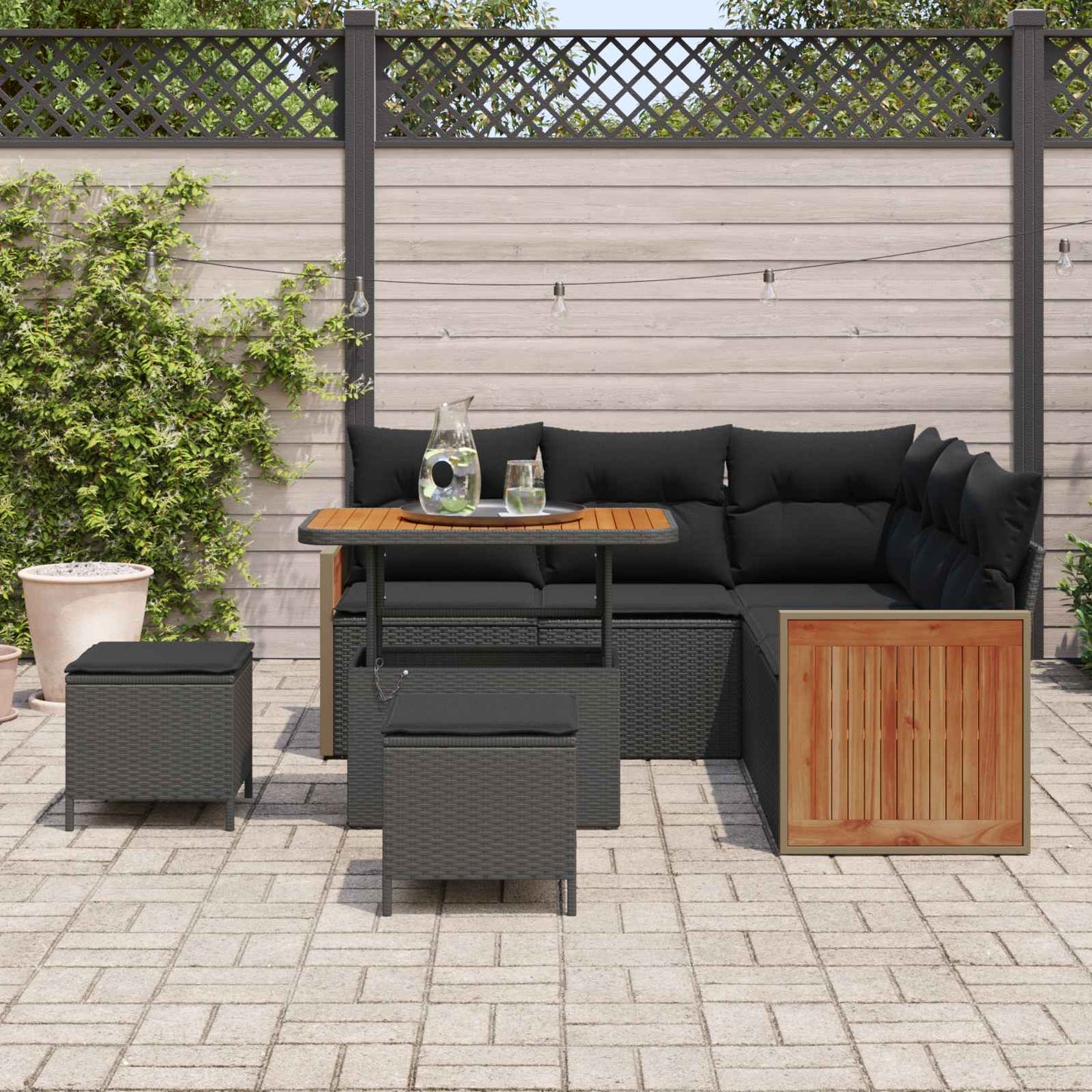 Gartensofa-set 8 stk. 8-Sitzanzahl Schwarz