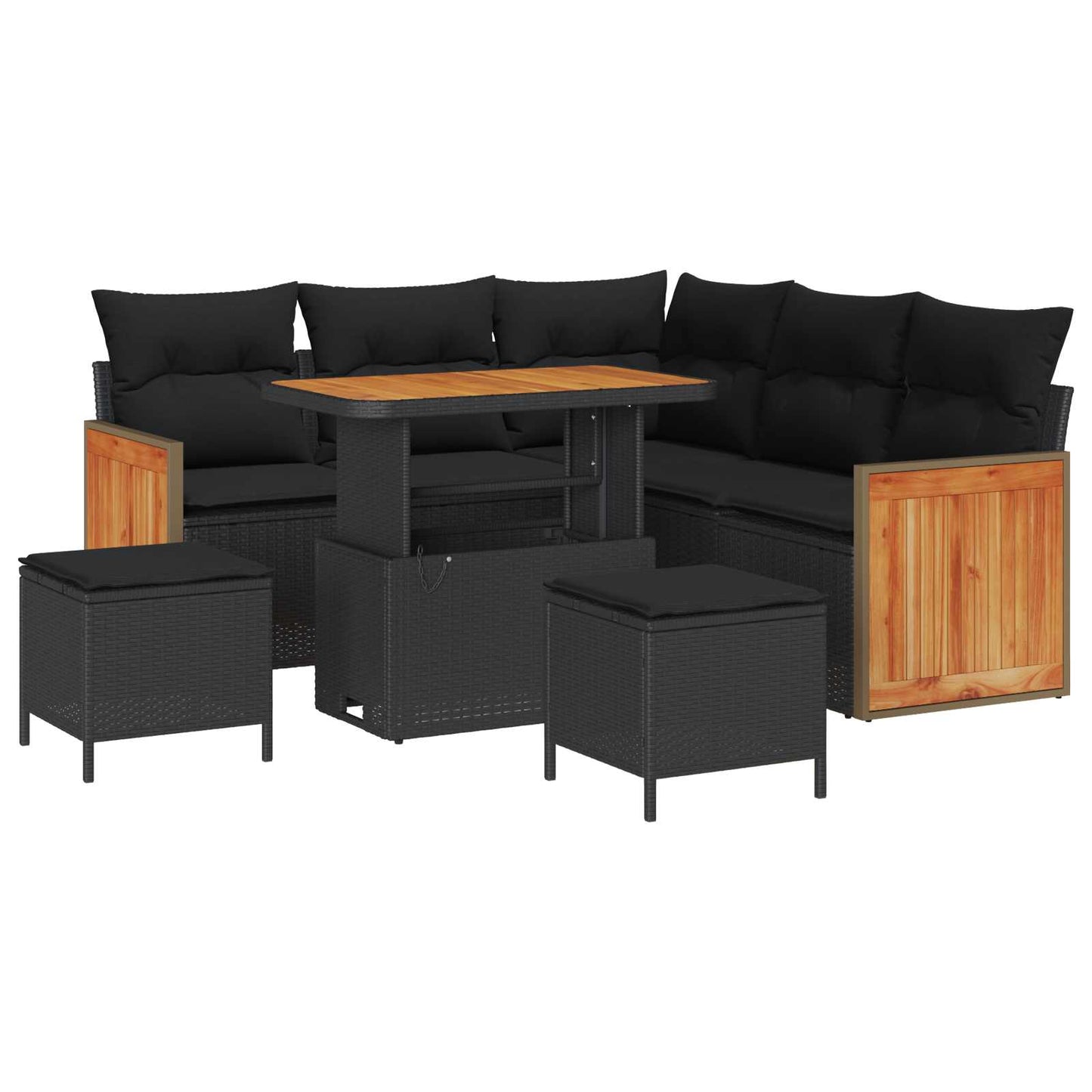 Gartensofa-set 8 stk. 8-Sitzanzahl Schwarz