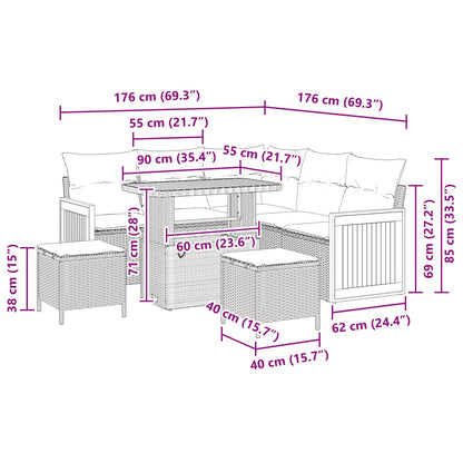 Gartensofa-set 8 stk. 8-Sitzanzahl Schwarz