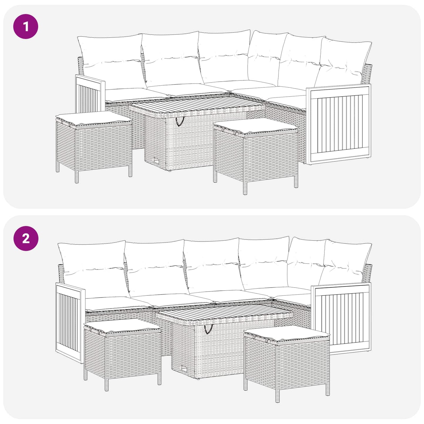 Gartensofa-set 8 stk. 8-Sitzanzahl Schwarz