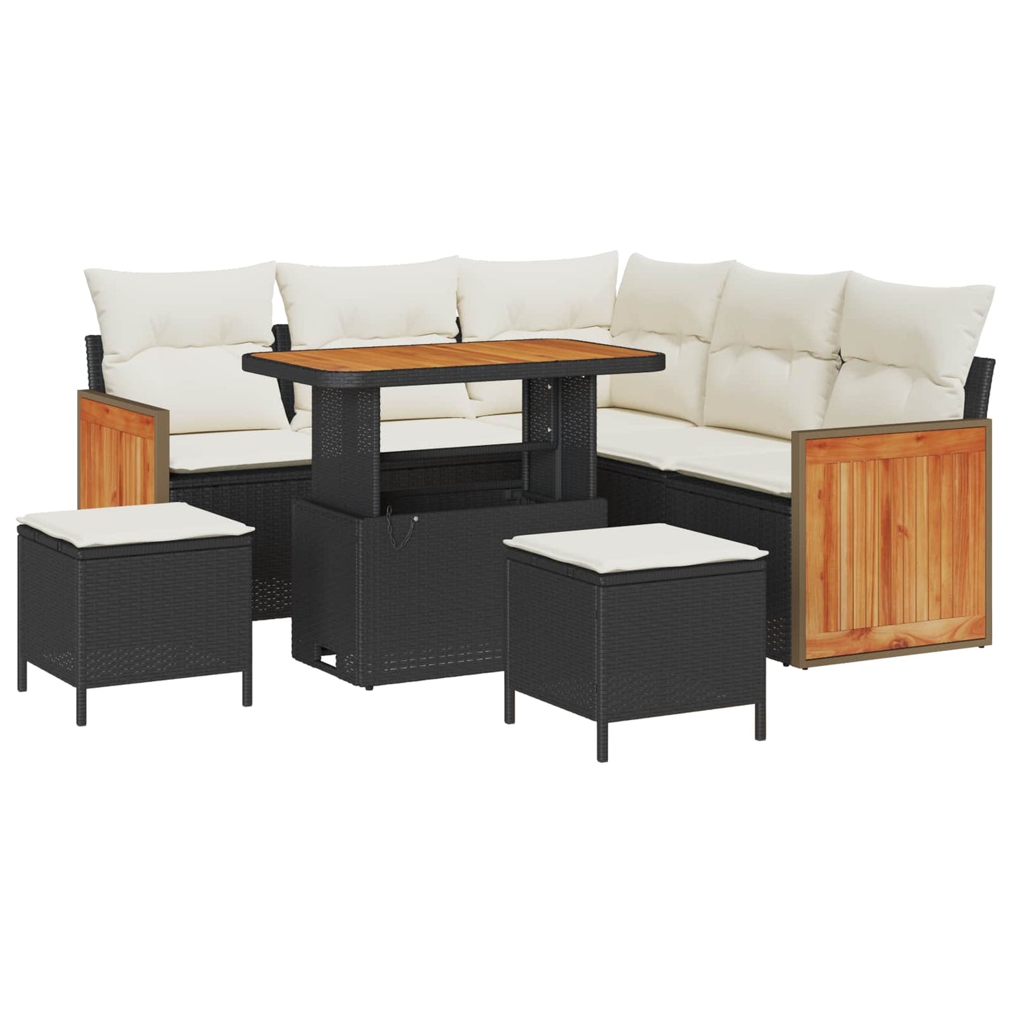 Gartensofa-set 8 stk. 8-Sitzanzahl Schwarz und Creme