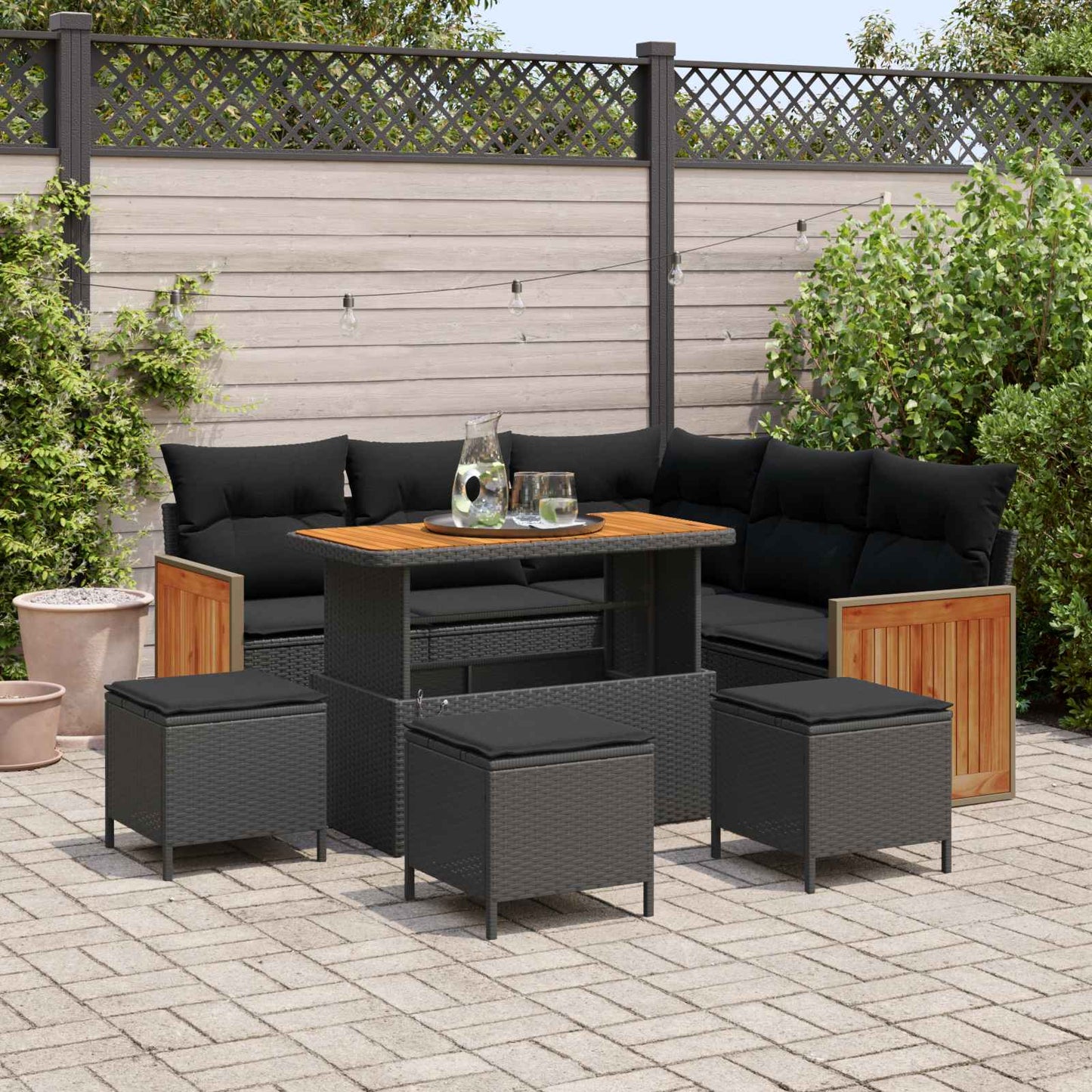 Gartensofa-set 9 stk. 9-Sitzanzahl Schwarz