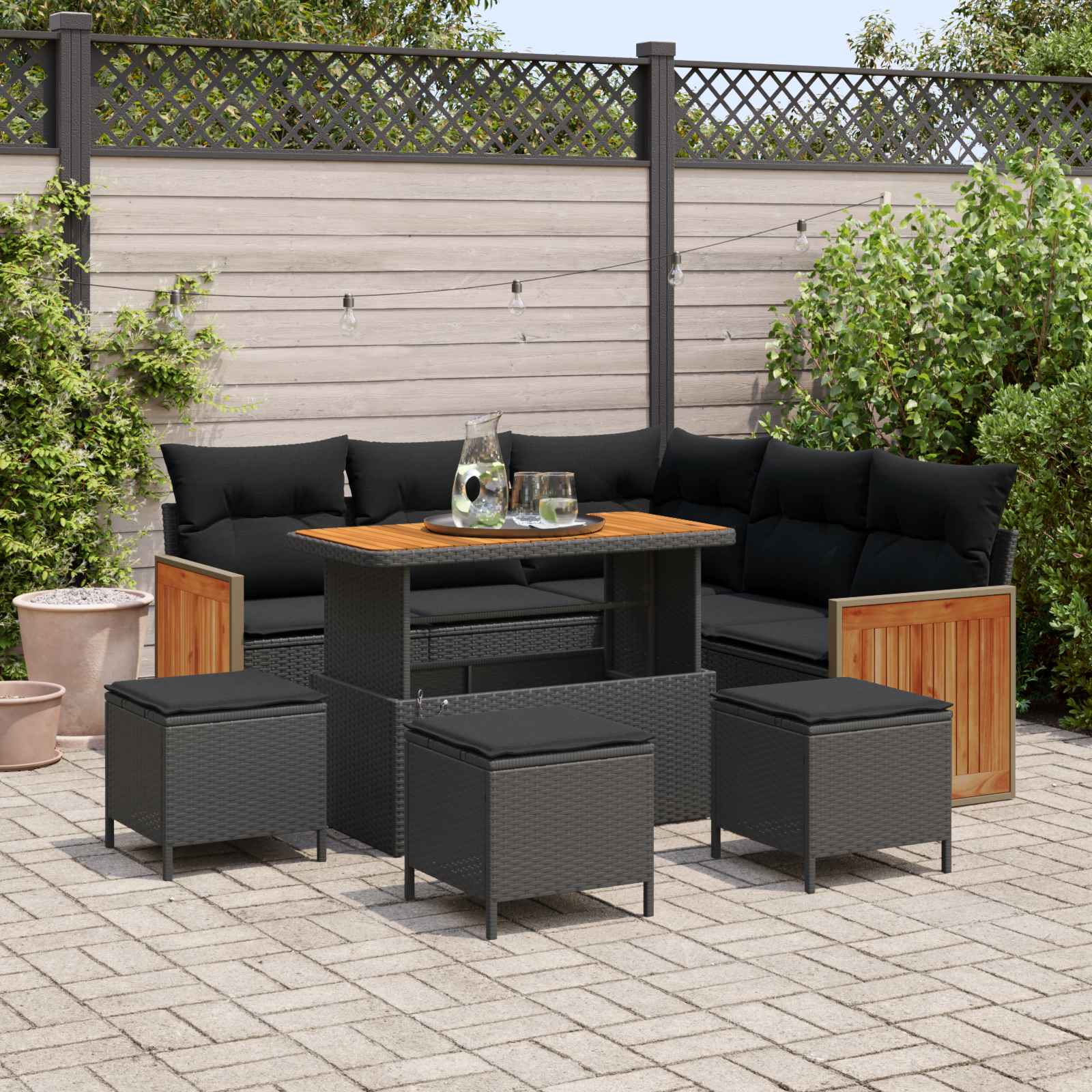 Gartensofa-set 9 stk. 9-Sitzanzahl Schwarz