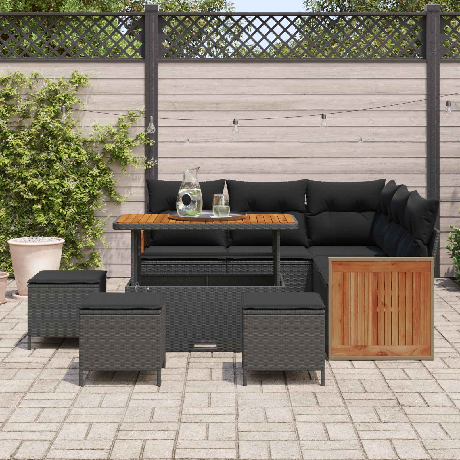 Gartensofa-set 9 stk. 9-Sitzanzahl Schwarz