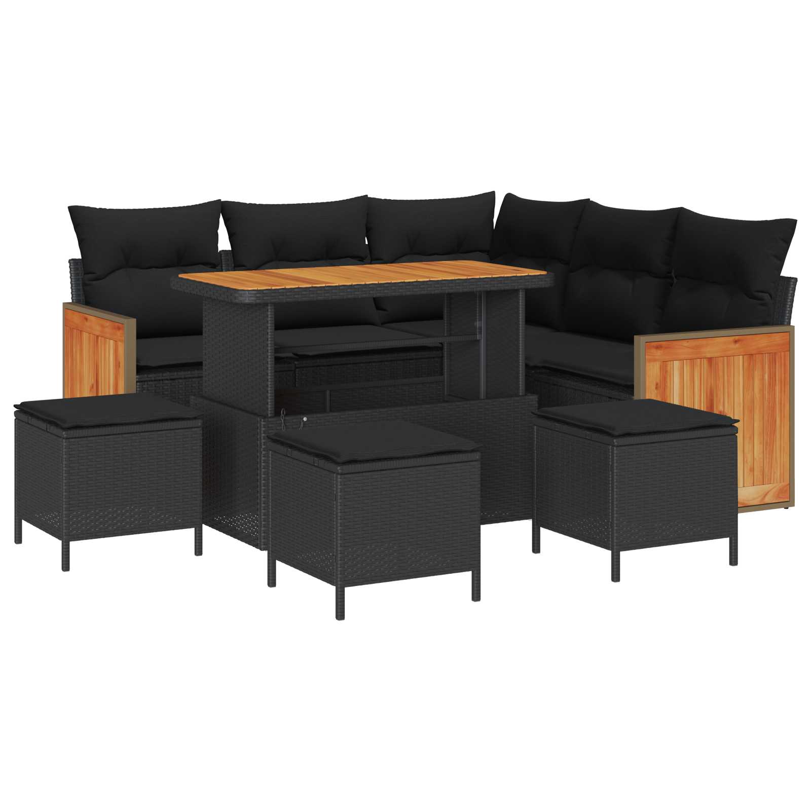 Gartensofa-set 9 stk. 9-Sitzanzahl Schwarz
