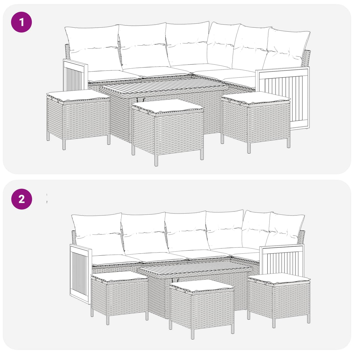 Gartensofa-set 9 stk. 9-Sitzanzahl Schwarz