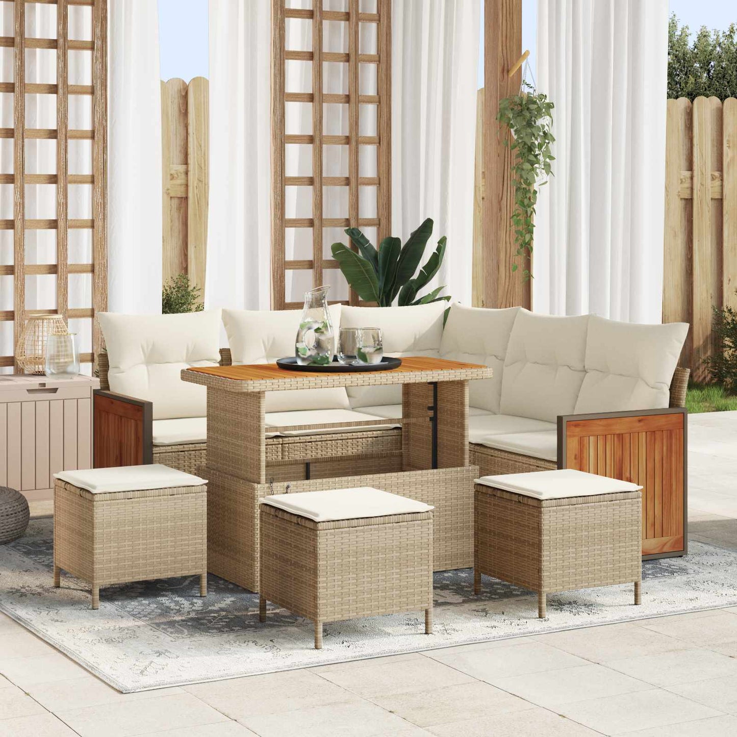 Gartensofa-set 9 stk. 9-Sitzanzahl Beige und Creme
