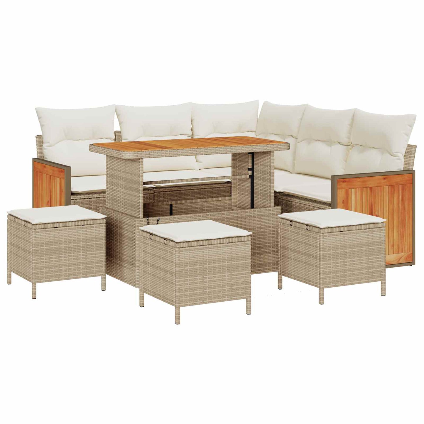 Gartensofa-set 9 stk. 9-Sitzanzahl Beige und Creme
