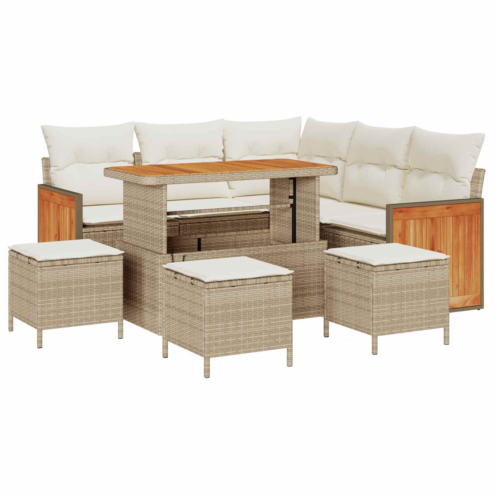 Gartensofa-set 9 stk. 9-Sitzanzahl Beige und Creme