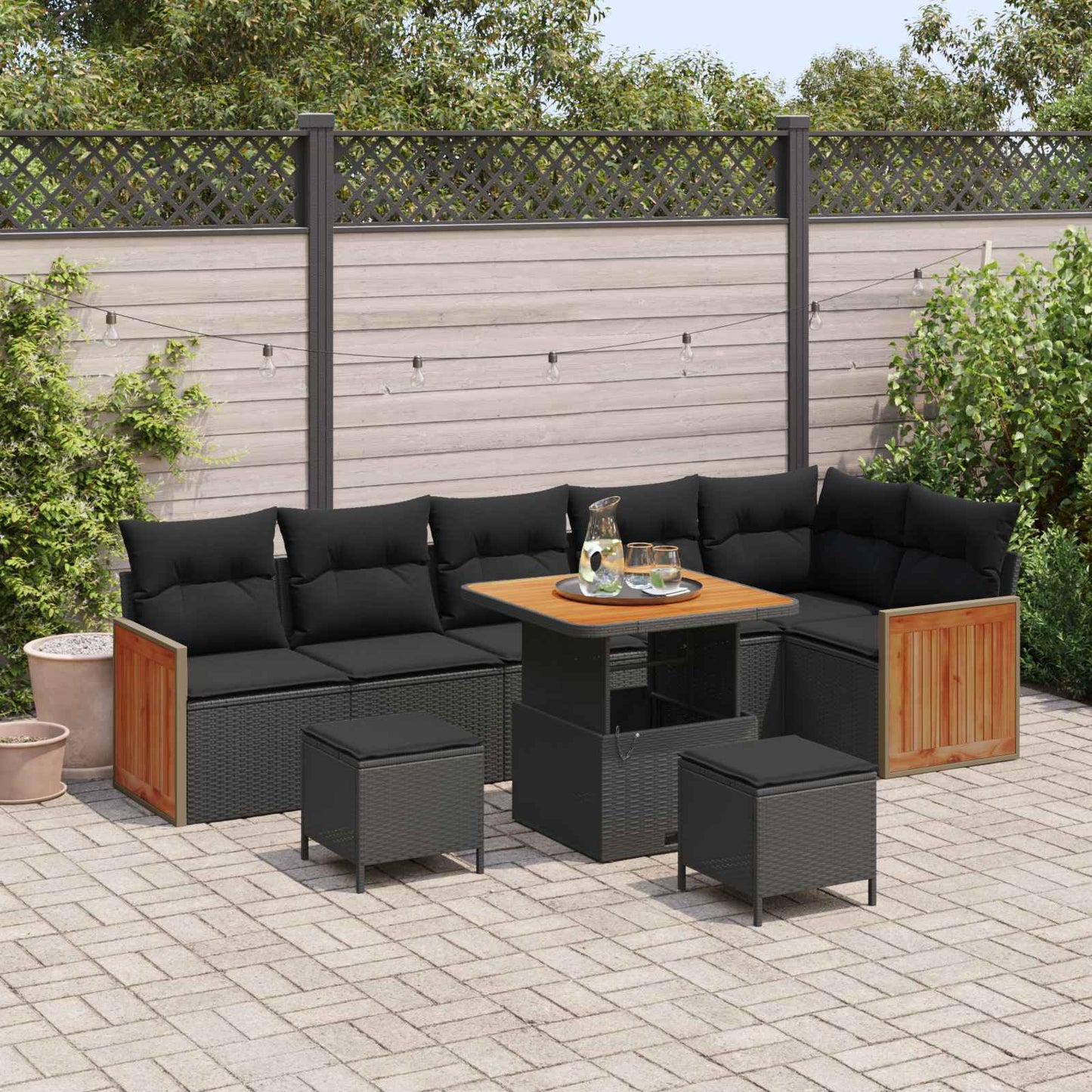Gartensofa-set 9 stk. 9-Sitzanzahl Schwarz