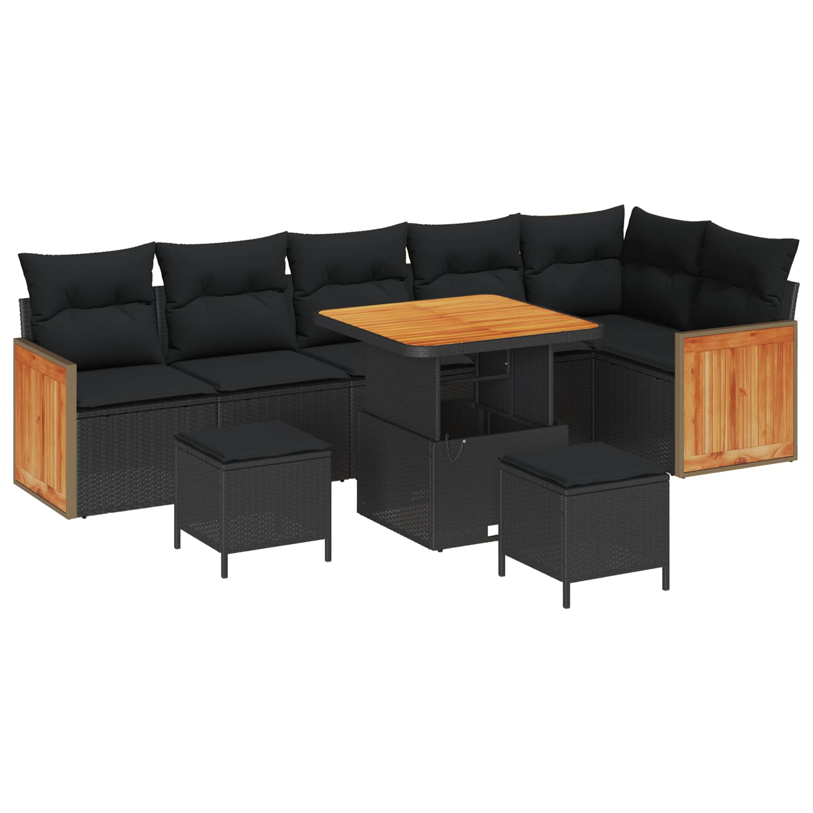 Gartensofa-set 9 stk. 9-Sitzanzahl Schwarz