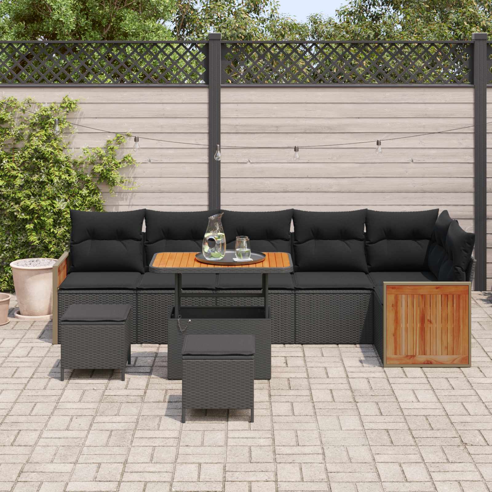 Gartensofa-set 9 stk. 9-Sitzanzahl Schwarz