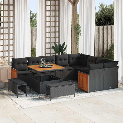 Gartensofa-set 12 stk. 12-Sitzanzahl Schwarz