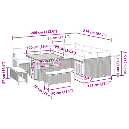 Gartensofa-set 12 stk. 12-Sitzanzahl Schwarz