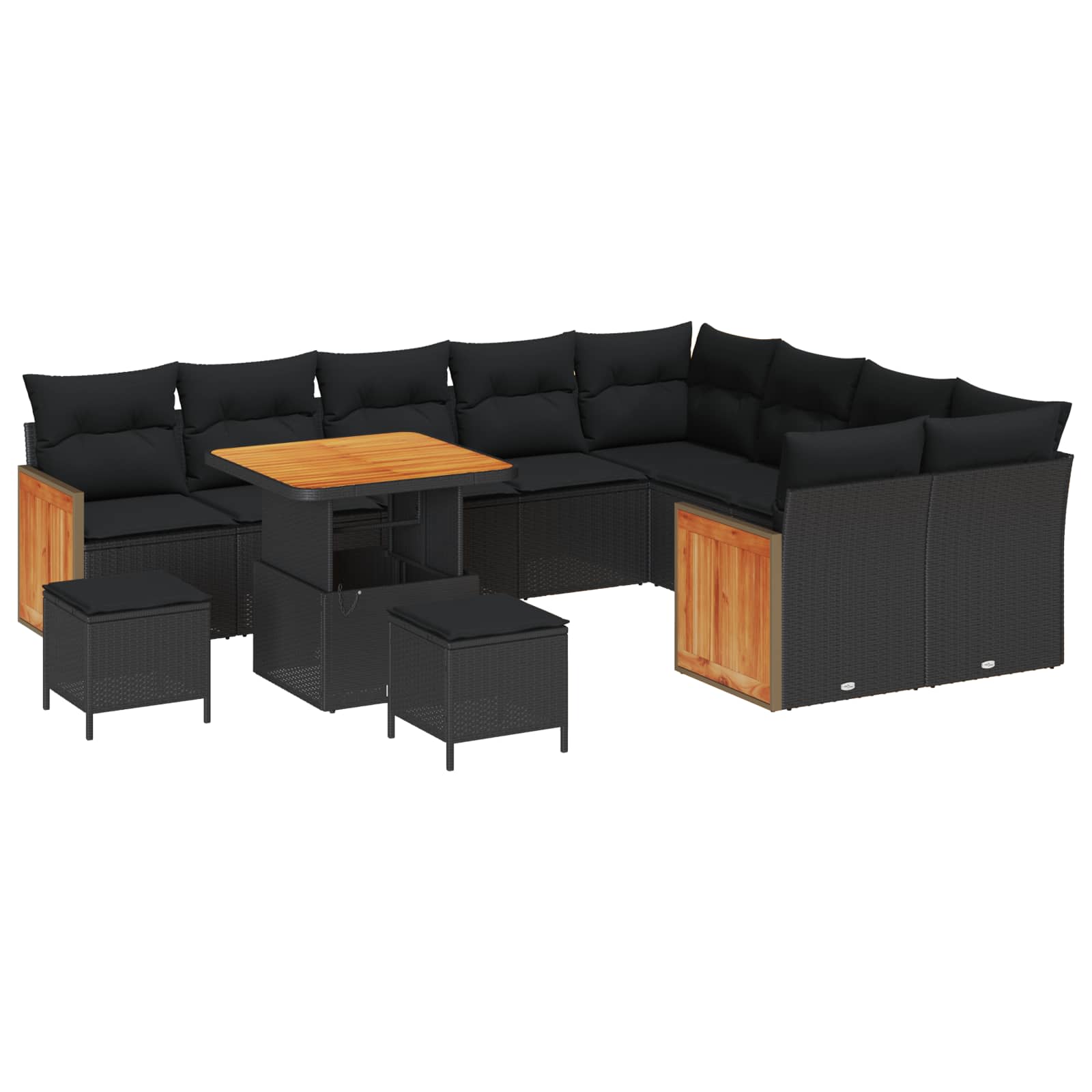 Gartensofa-set 12 stk. 12-Sitzanzahl Schwarz