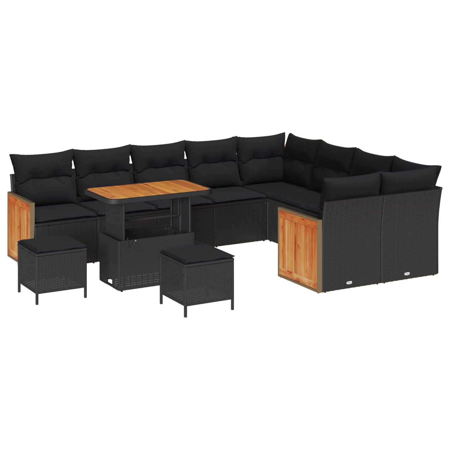 Gartensofa-set 12 stk. 12-Sitzanzahl Schwarz