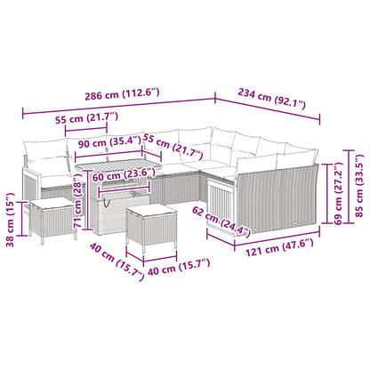 Gartensofa-set 12 stk. 12-Sitzanzahl Schwarz