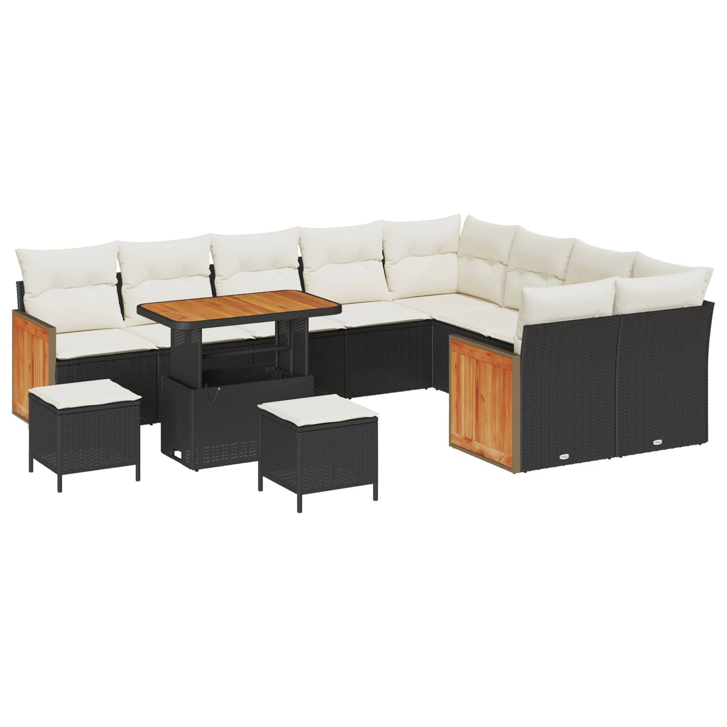 Gartensofa-set mit Kissen 12 pcs Schwarz und Creme