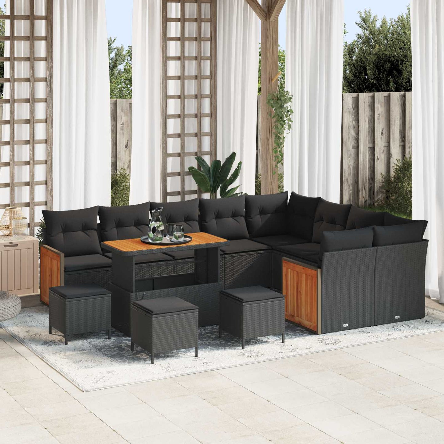 Gartensofa-set 13 stk. 13-Sitzanzahl Schwarz