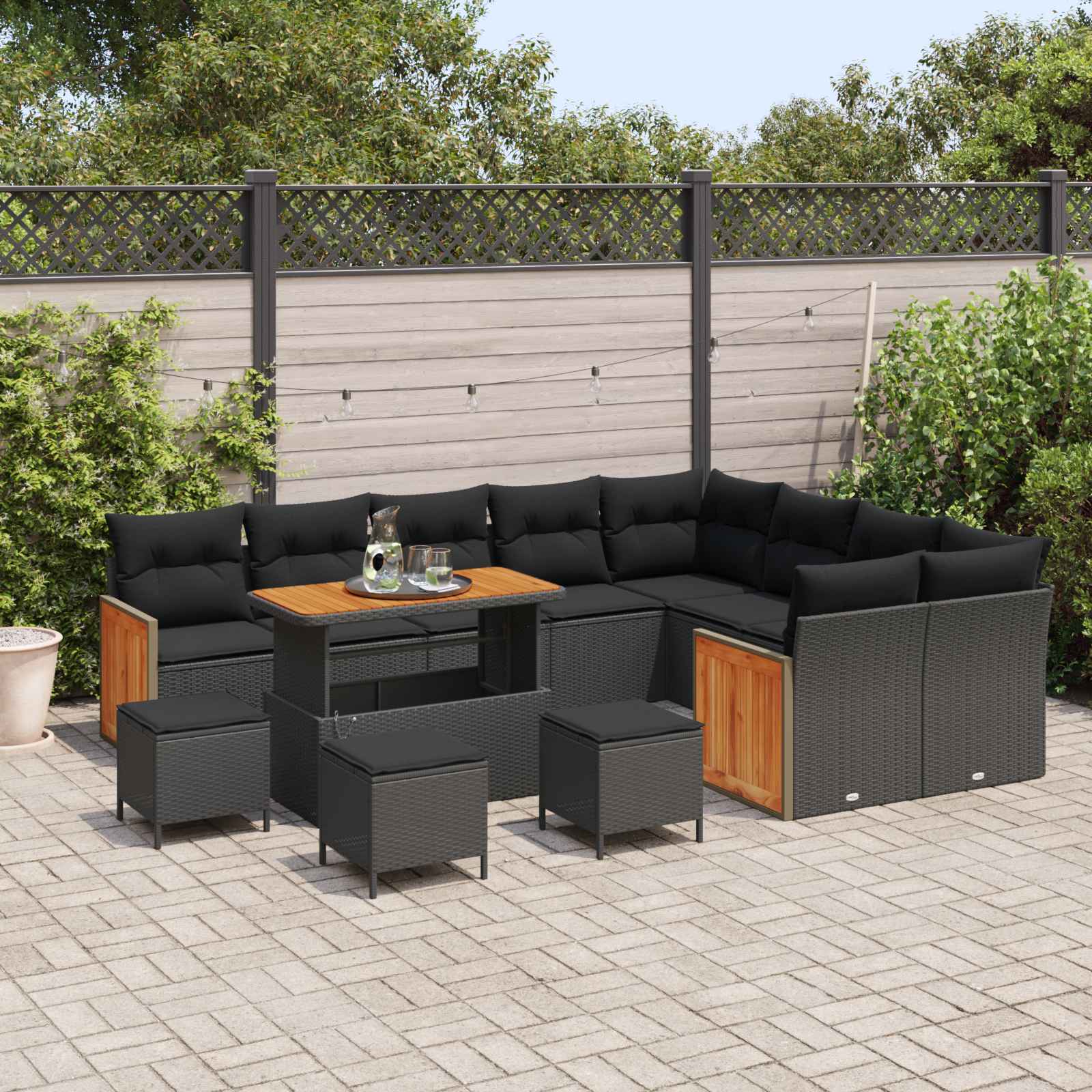 Gartensofa-set 13 stk. 13-Sitzanzahl Schwarz