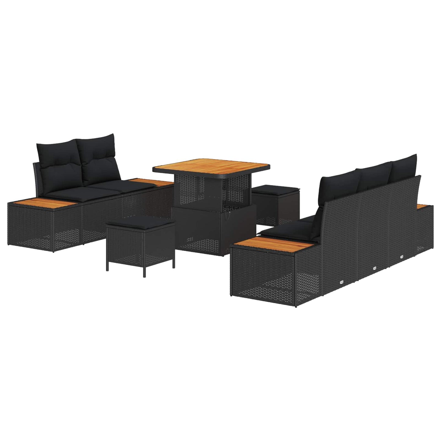 Gartensofa-set 8 stk. 7-Sitzanzahl Schwarz