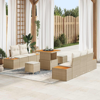 Gartensofa-set 8 stk. 7-Sitzer Beige und Creme