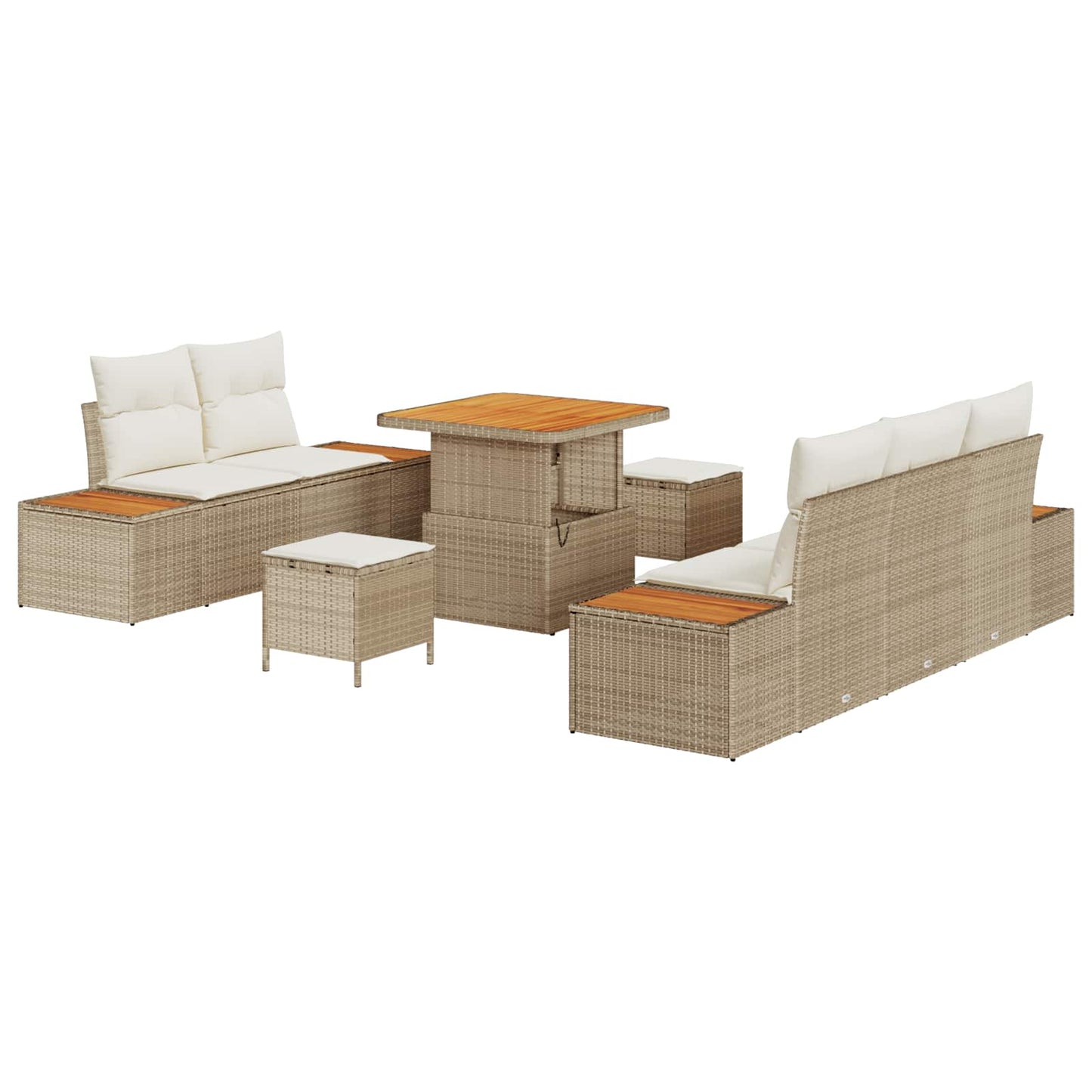 Gartensofa-set 8 stk. 7-Sitzanzahl Beige und Creme