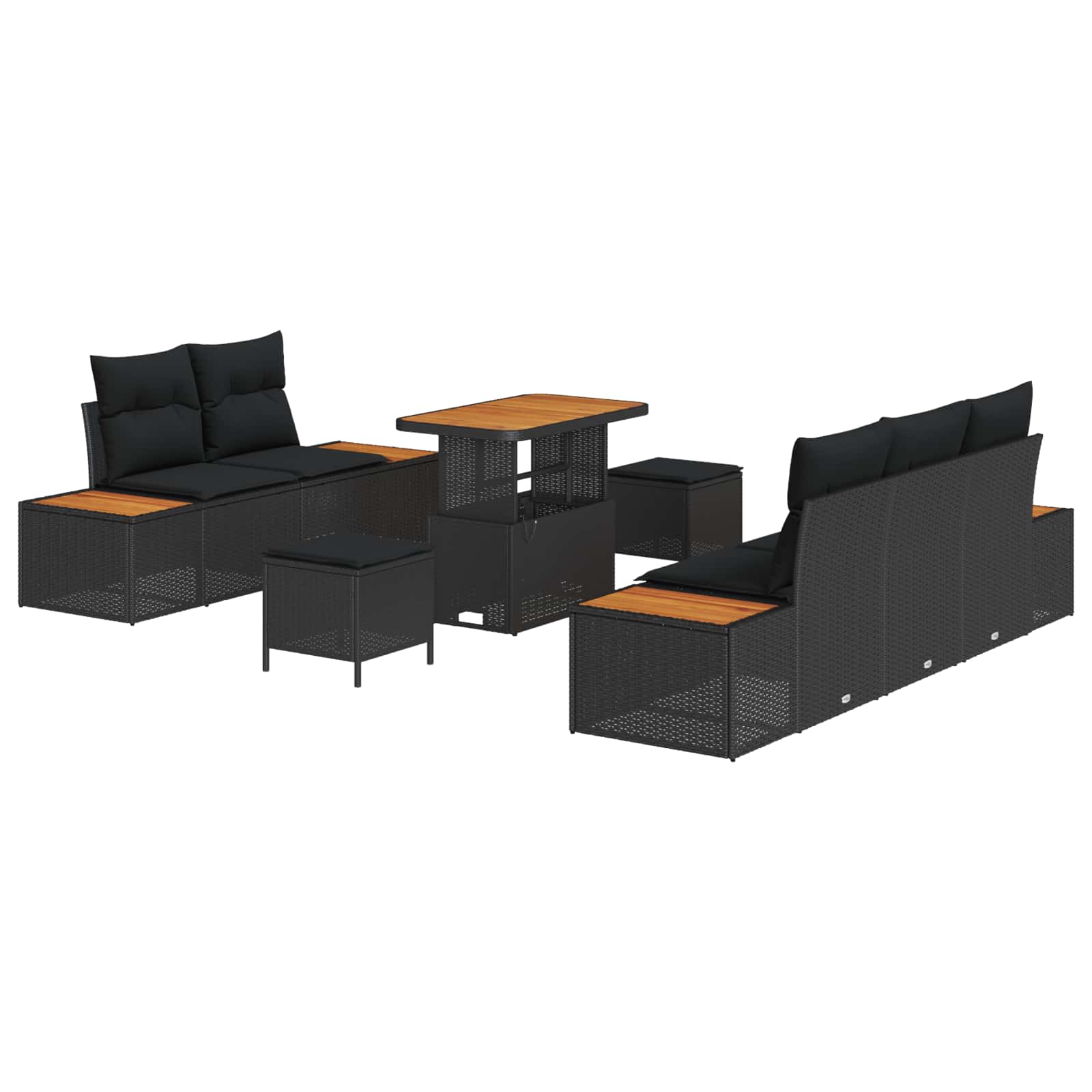 Gartensofa-set 8 stk. 7-Sitzanzahl Schwarz