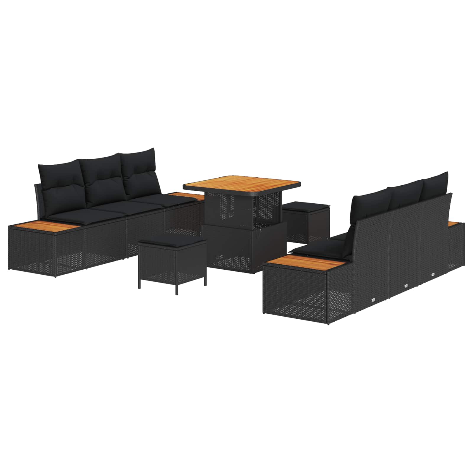 Gartensofa-set 9 stk. 8-Sitzanzahl Schwarz