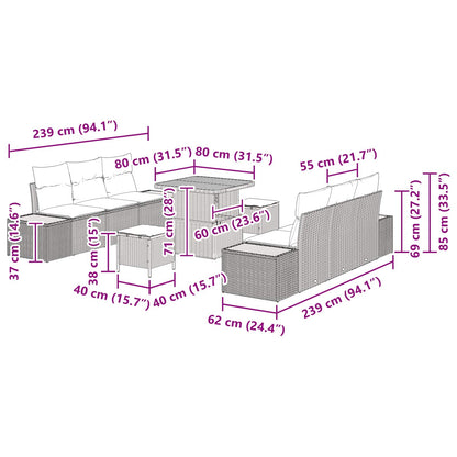 Gartensofa-set 9 stk. 8-Sitzanzahl Schwarz