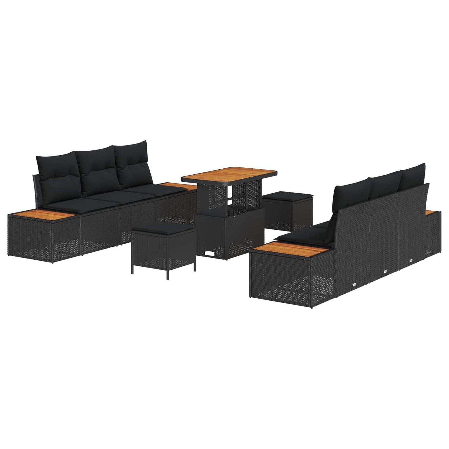 Gartensofa-set 9 stk. 8-Sitzanzahl Schwarz