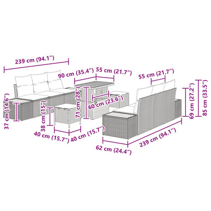 Gartensofa-set 9 stk. 8-Sitzanzahl Schwarz