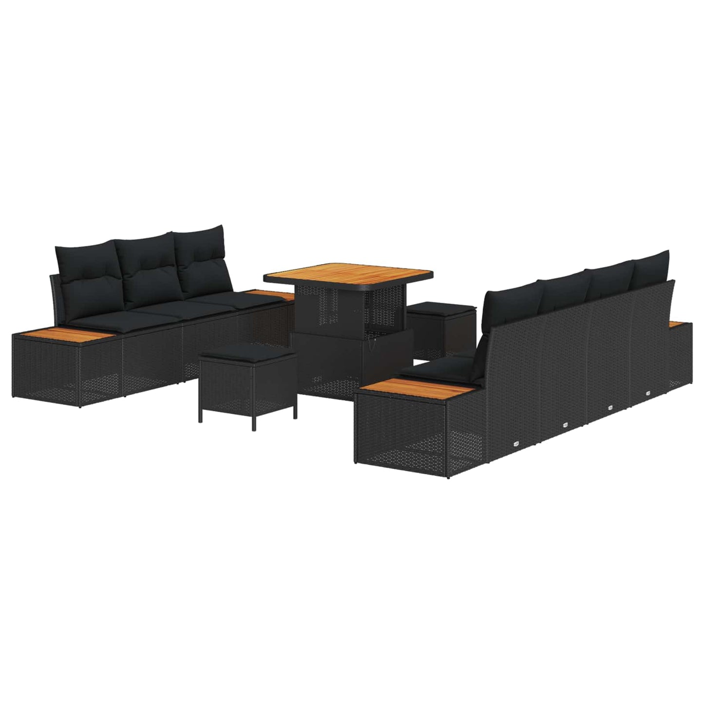 Gartensofa-set 10 stk. 9-Sitzanzahl Schwarz
