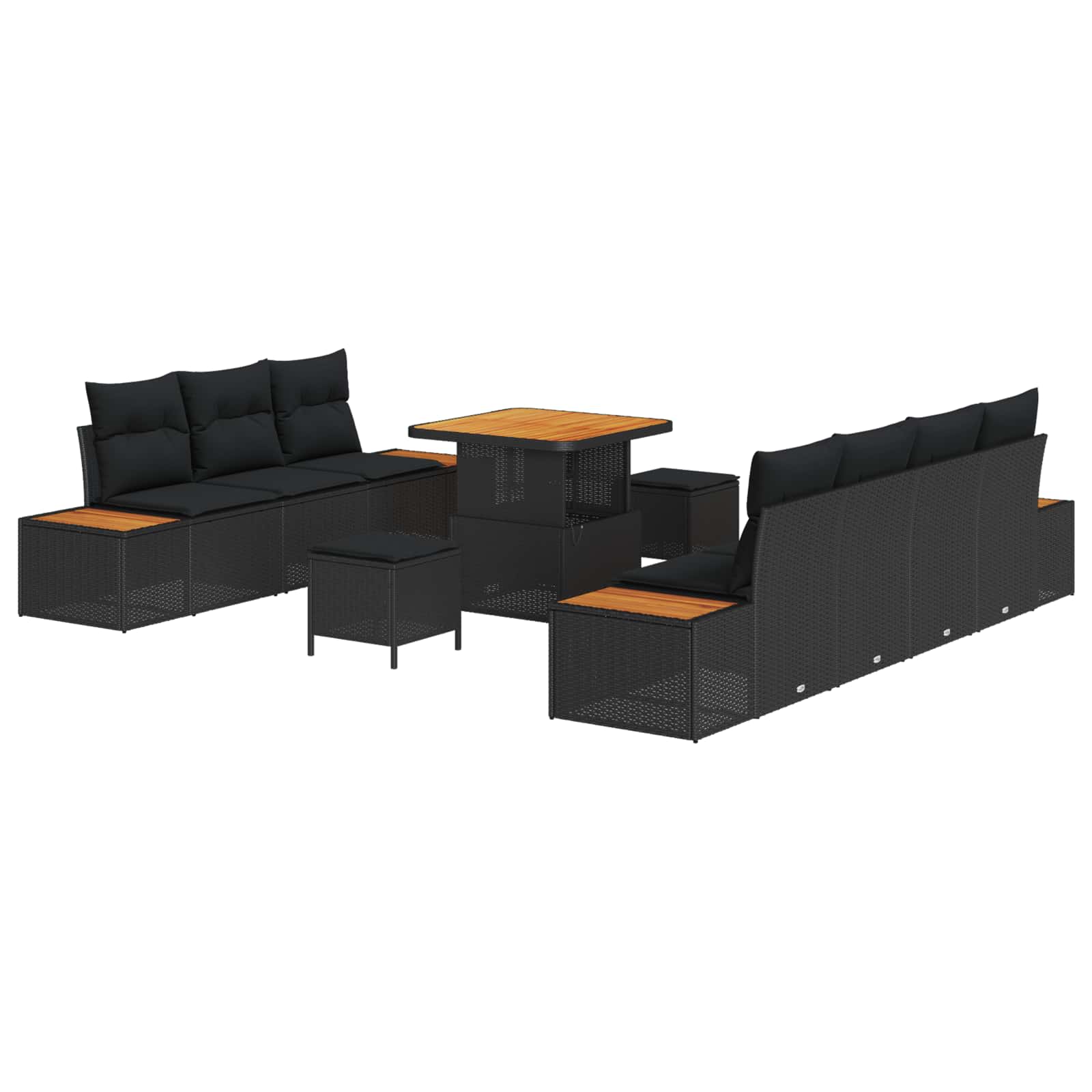Gartensofa-set 10 stk. 9-Sitzanzahl Schwarz