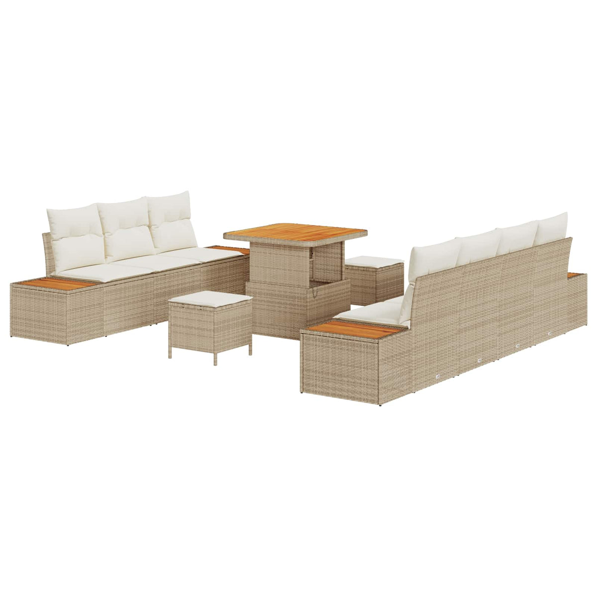 Gartensofa-set 10 stk. 9-Sitzanzahl Beige und Creme