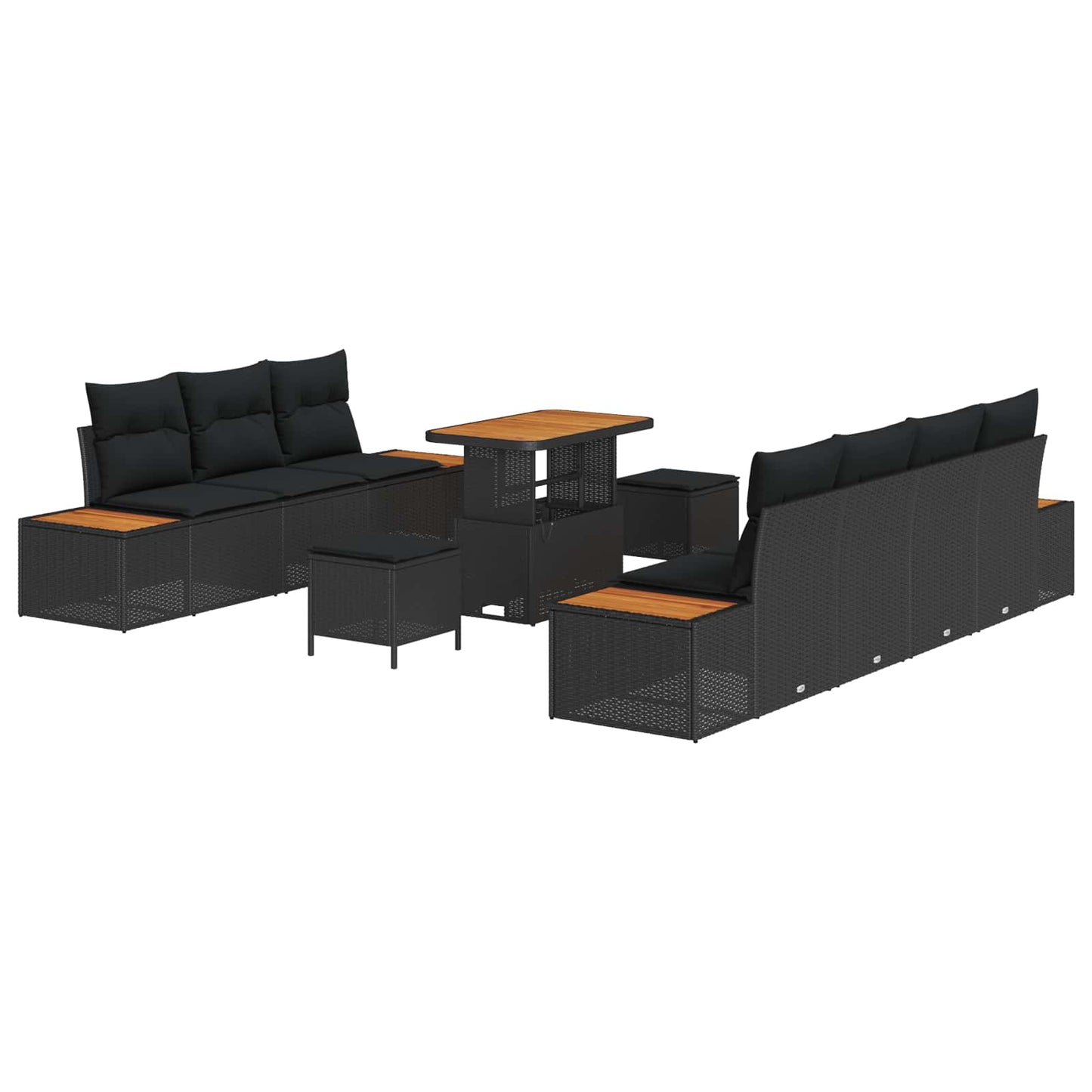 Gartensofa-set 10 stk. 9-Sitzanzahl Schwarz