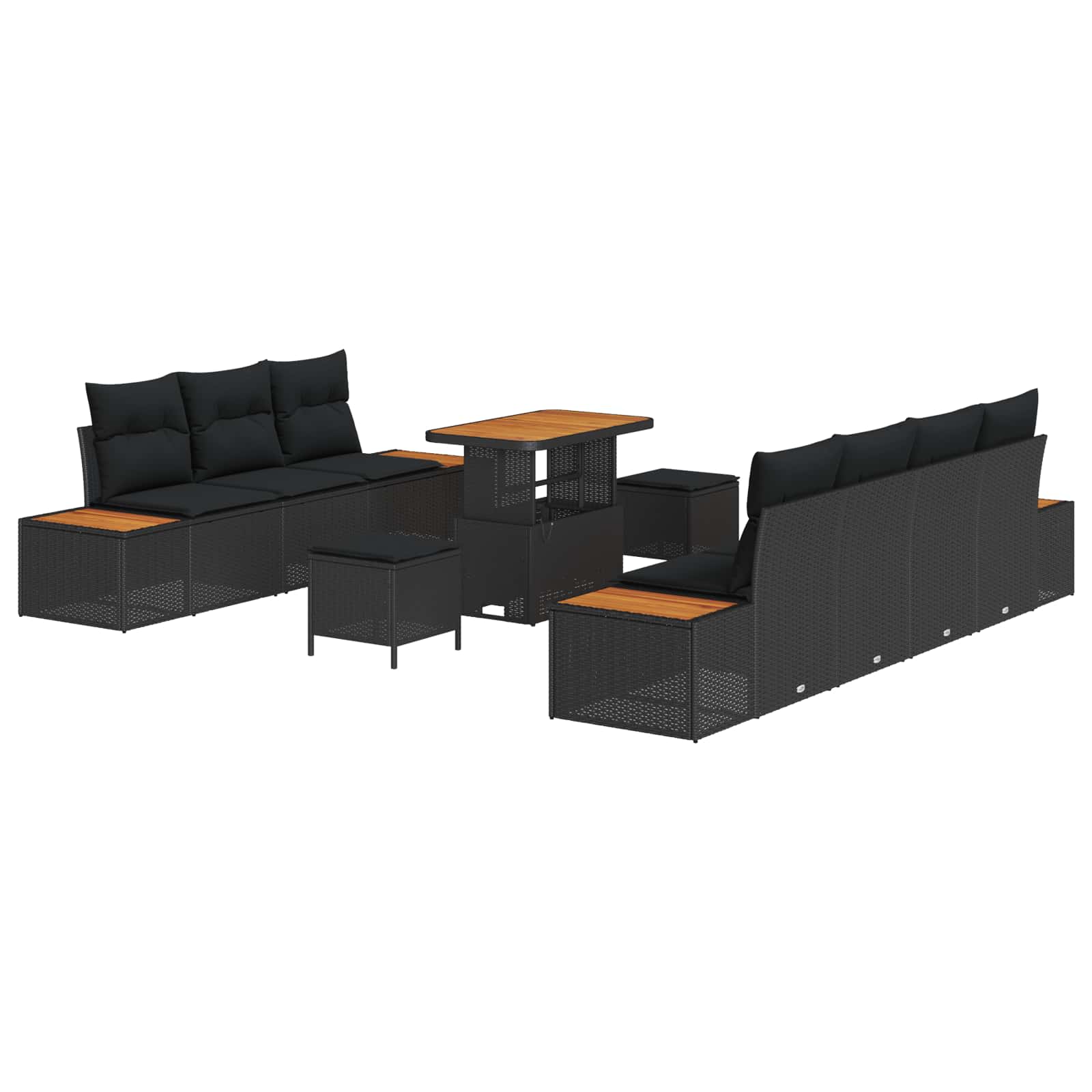 Gartensofa-set 10 stk. 9-Sitzanzahl Schwarz