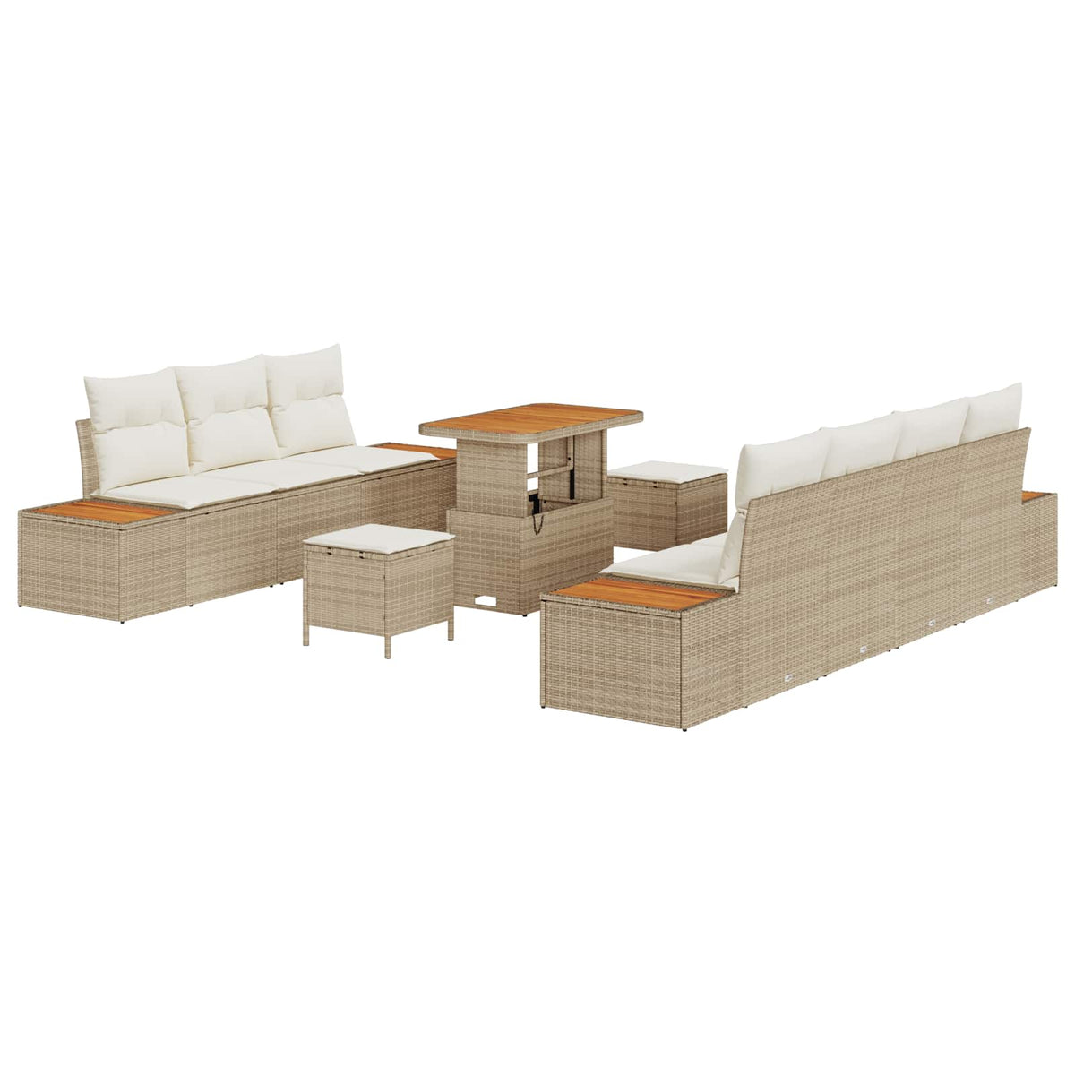 Gartensofa-set 10 stk. 9-Sitzanzahl Beige und Creme