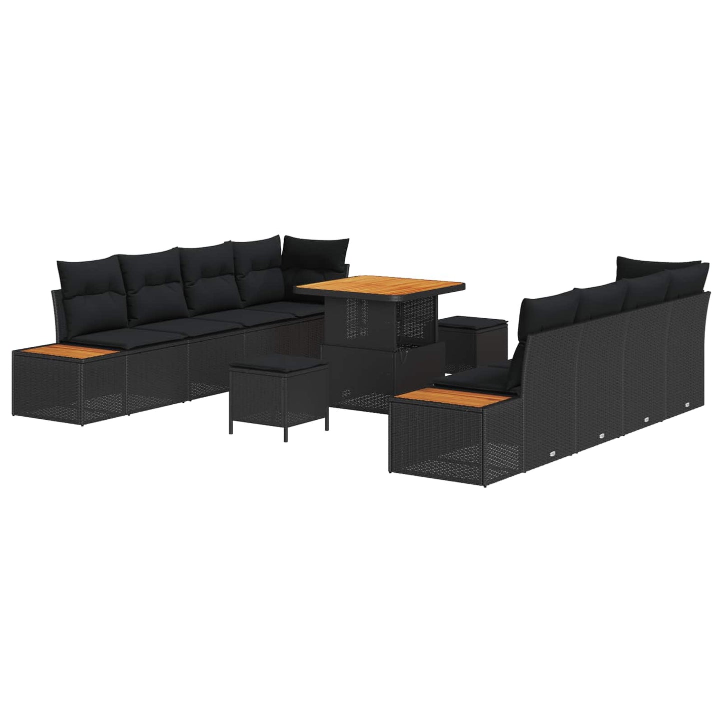 Gartensofa-set mit Kissen 11 pcs Schwarz